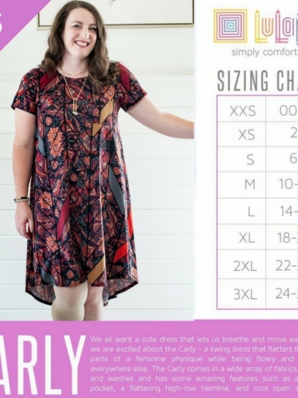 Fun Black and Pink LuLaRoe Carly Dress, X-Large, NWT - Picture 5 of 5